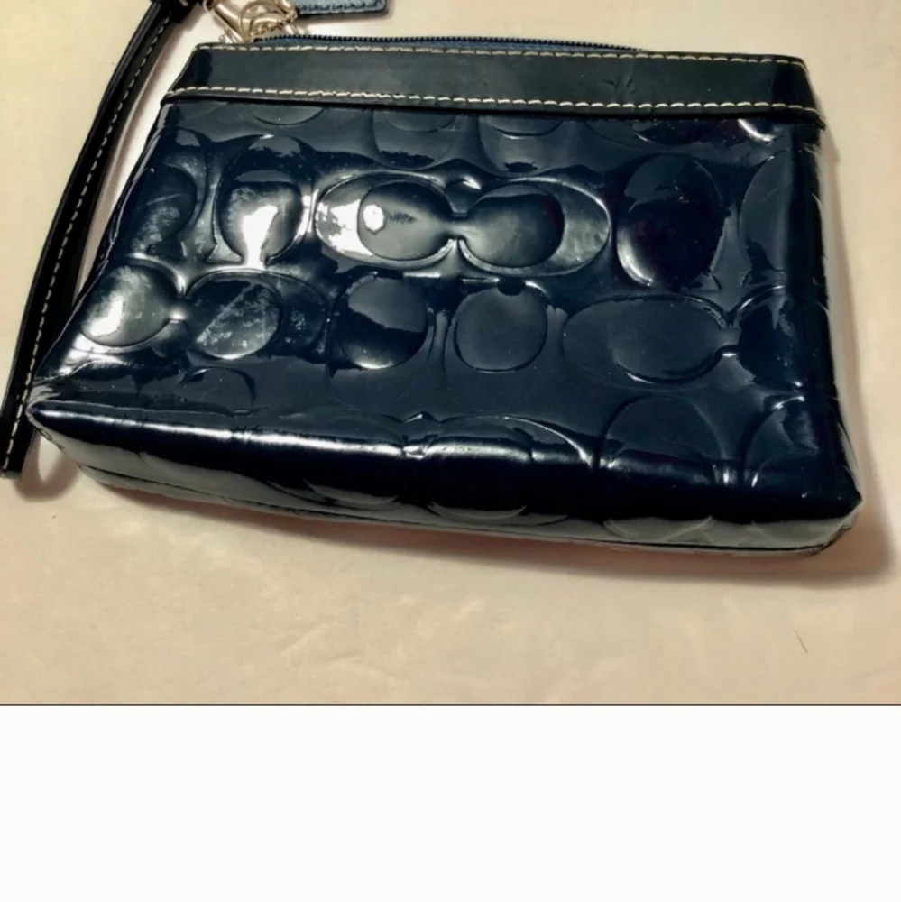 Coach Blue Patent Leather Wristlet - Picture 3 of 4